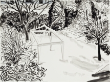 Vue du jardin, jour d'hiver